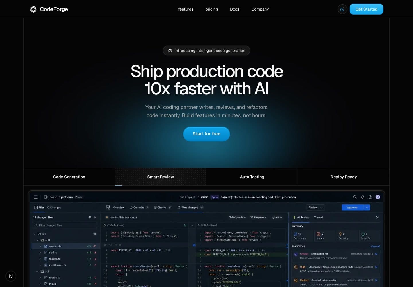 CodeForge template preview